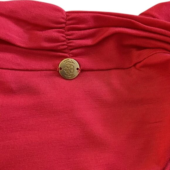 Trina Turk Red Sleeveless Jersey Short Dress w/ Tie Draped Scoop Neck Sz P - Picture 5 of 9